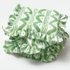 Frilled Green Ikat Seat Pad Cushion (Set Of 4)
