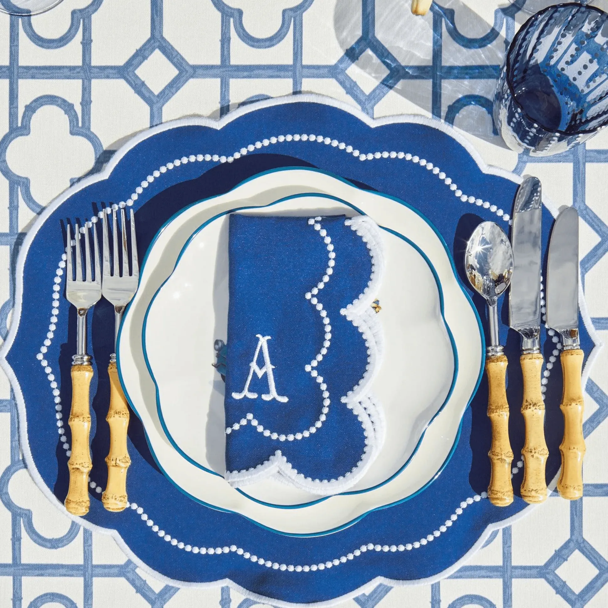 Gabrielle Blue Placemats & Napkins (Set Of 4)