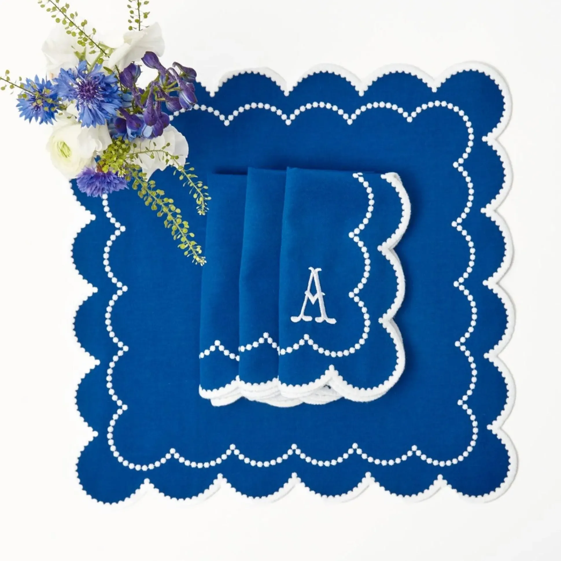Gabrielle Blue Placemats & Napkins (Set Of 4)