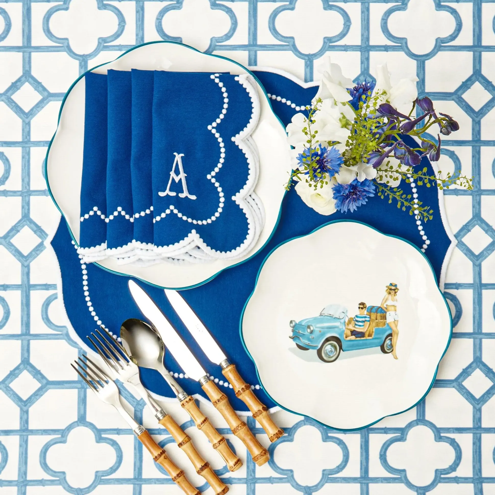 Gabrielle Blue Placemats & Napkins (Set Of 4)