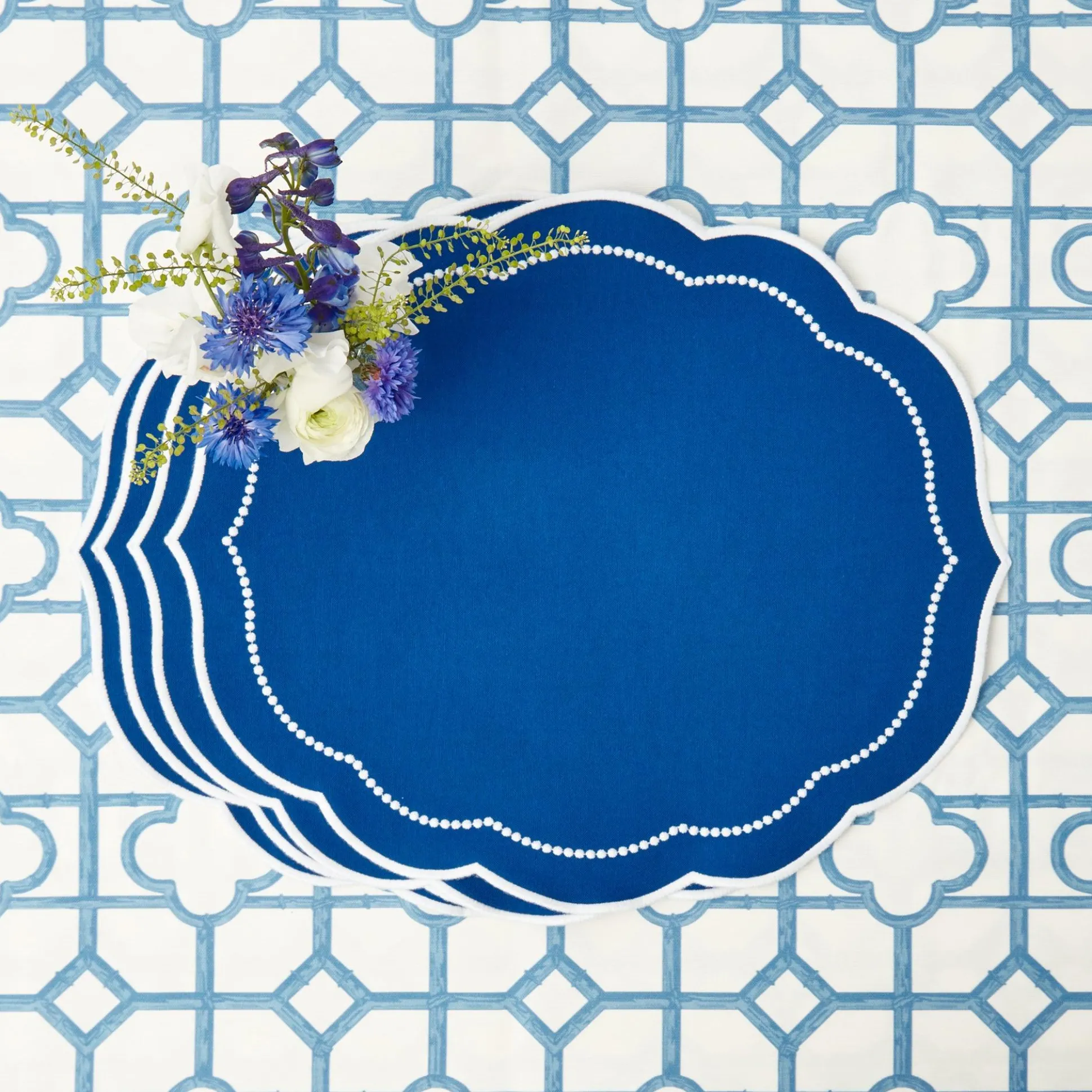 Gabrielle Blue Placemats & Napkins (Set Of 4)