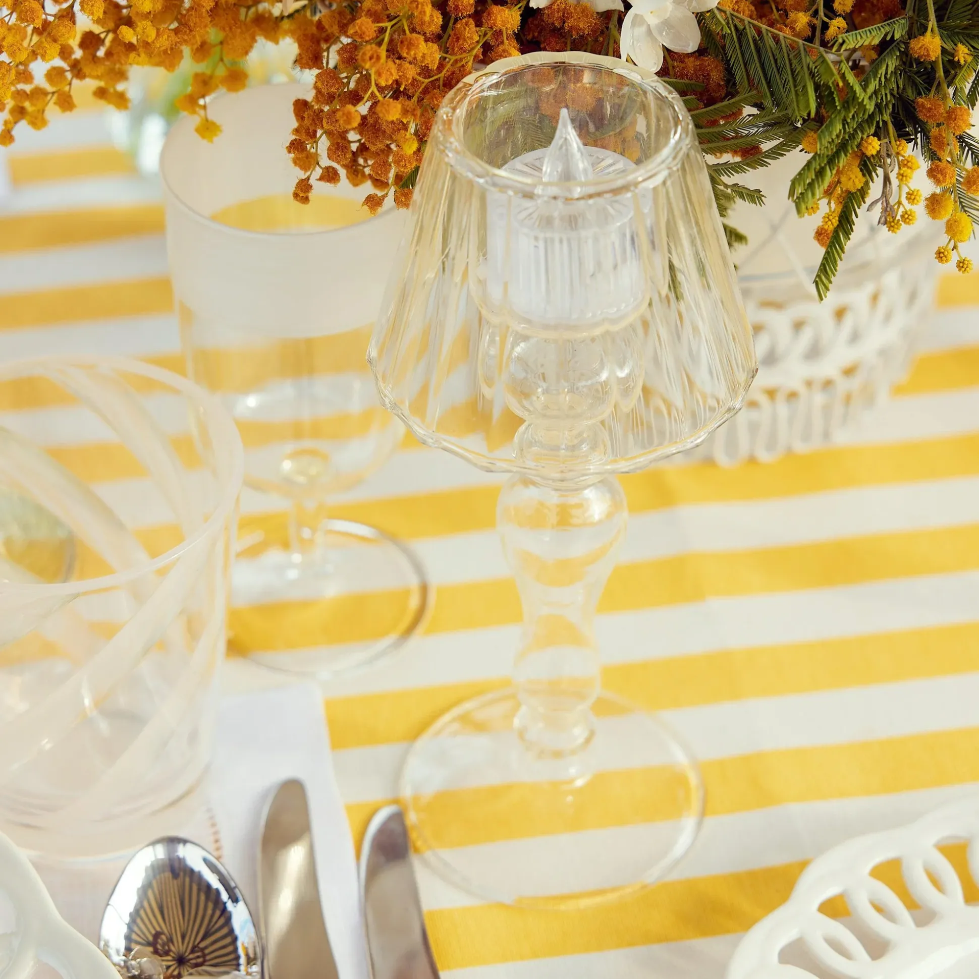 Glass Lantern Tea Light Holder (Pair) - 24Cm