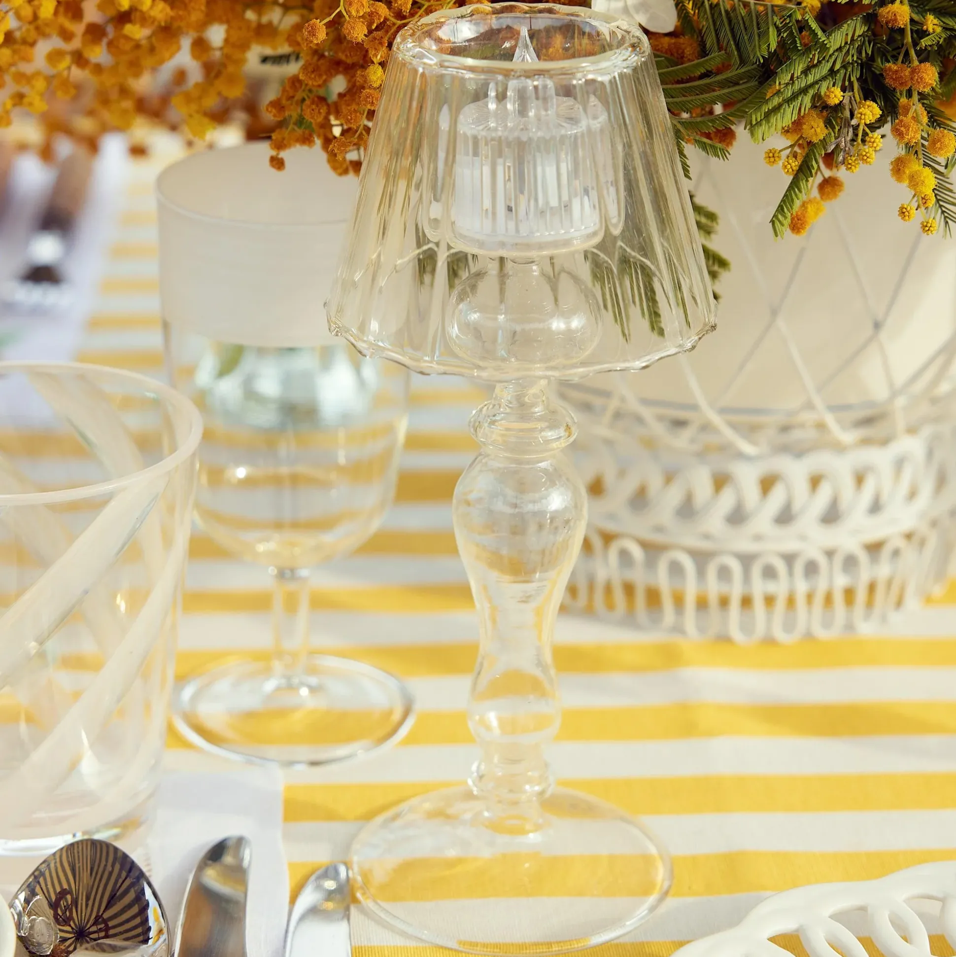 Glass Lantern Tea Light Holder (Pair) - 24Cm