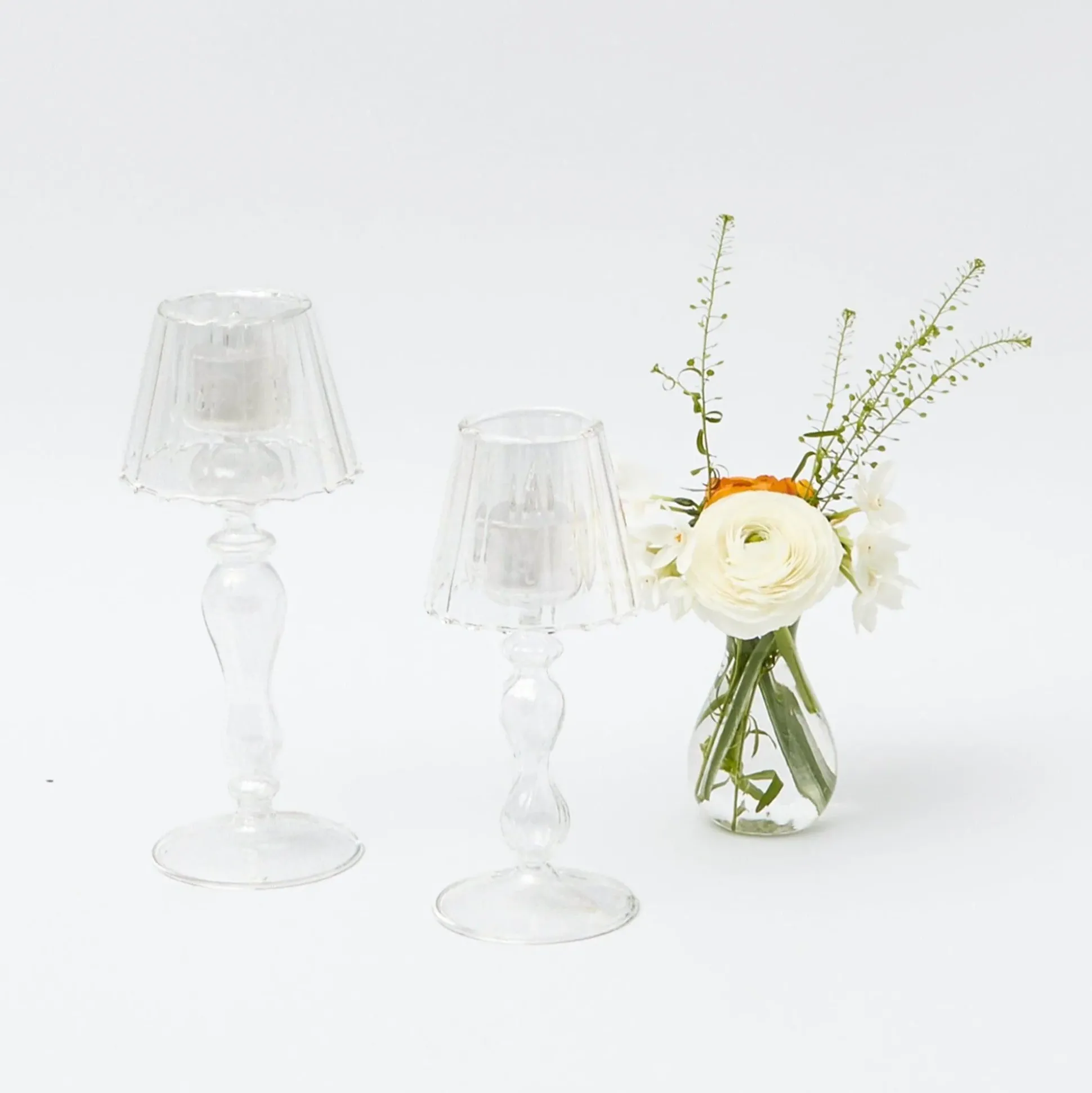 Glass Lantern Tea Light Holder Set