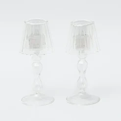 Glass Lantern Tea Light Holder (Pair) - 18Cm