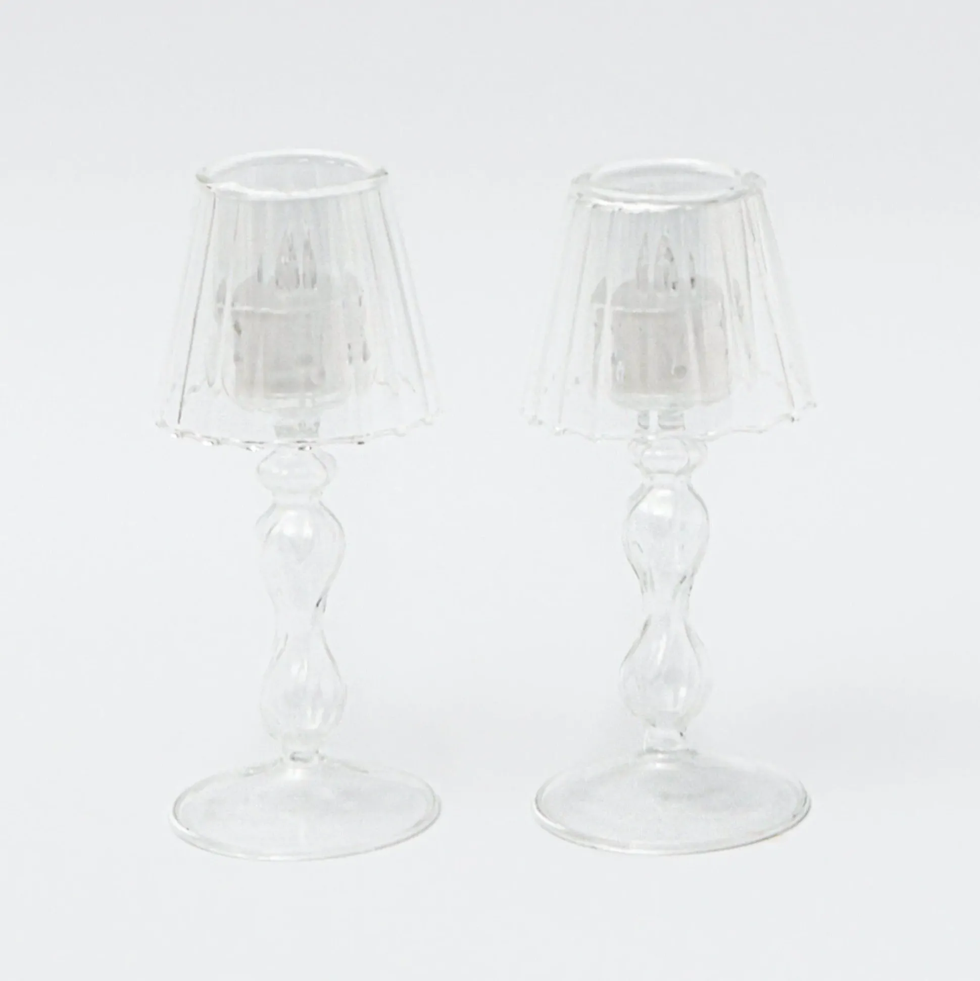 Glass Lantern Tea Light Holder (Pair) - 18Cm