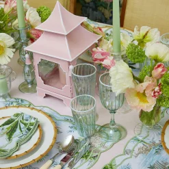 Green & White Rim Water Glasses (Set Of 4)