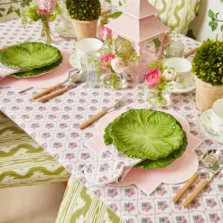 Green & White Rim Water Glasses (Set Of 4)