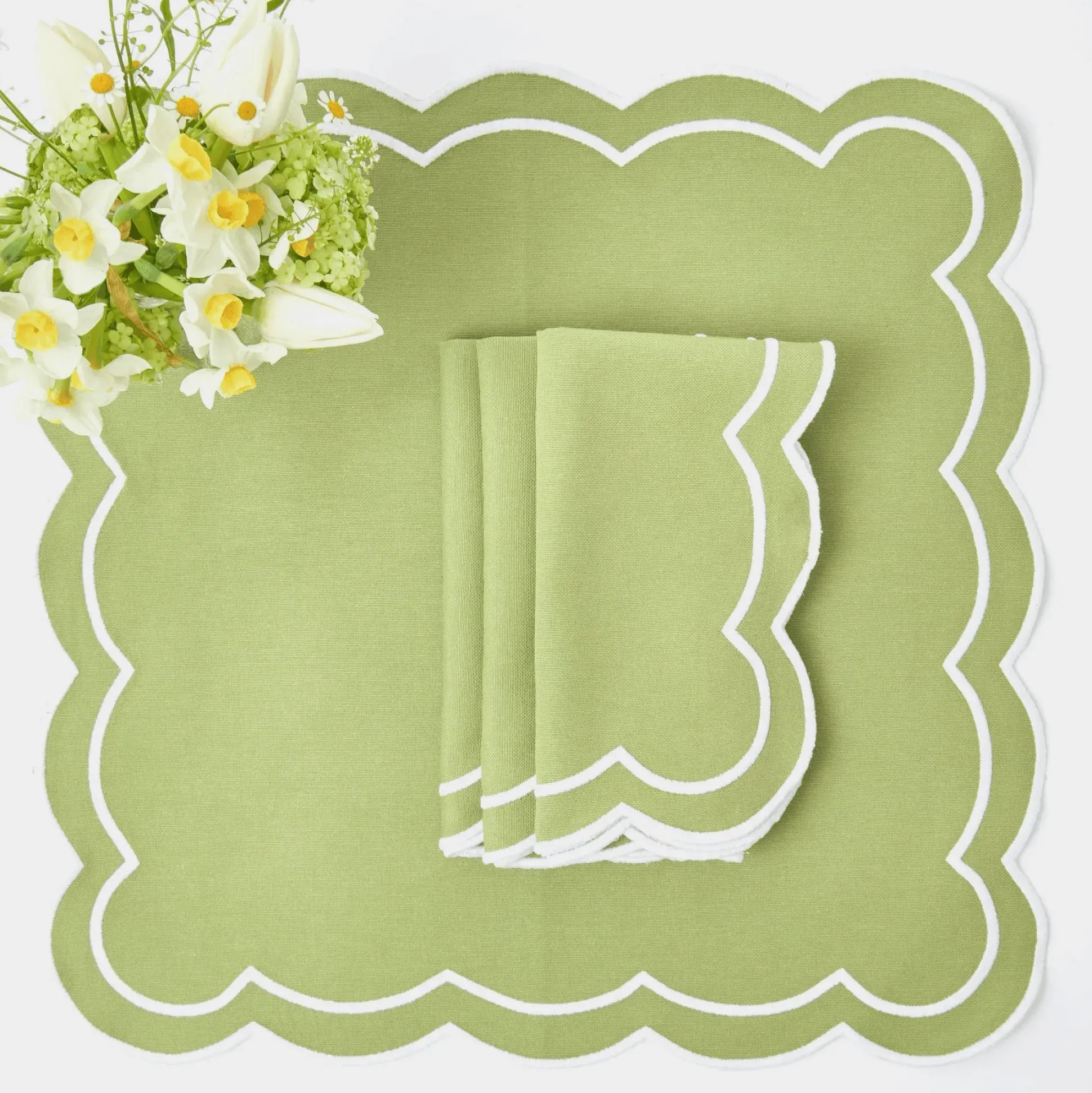 Green Applique Napkins (Set Of 4)