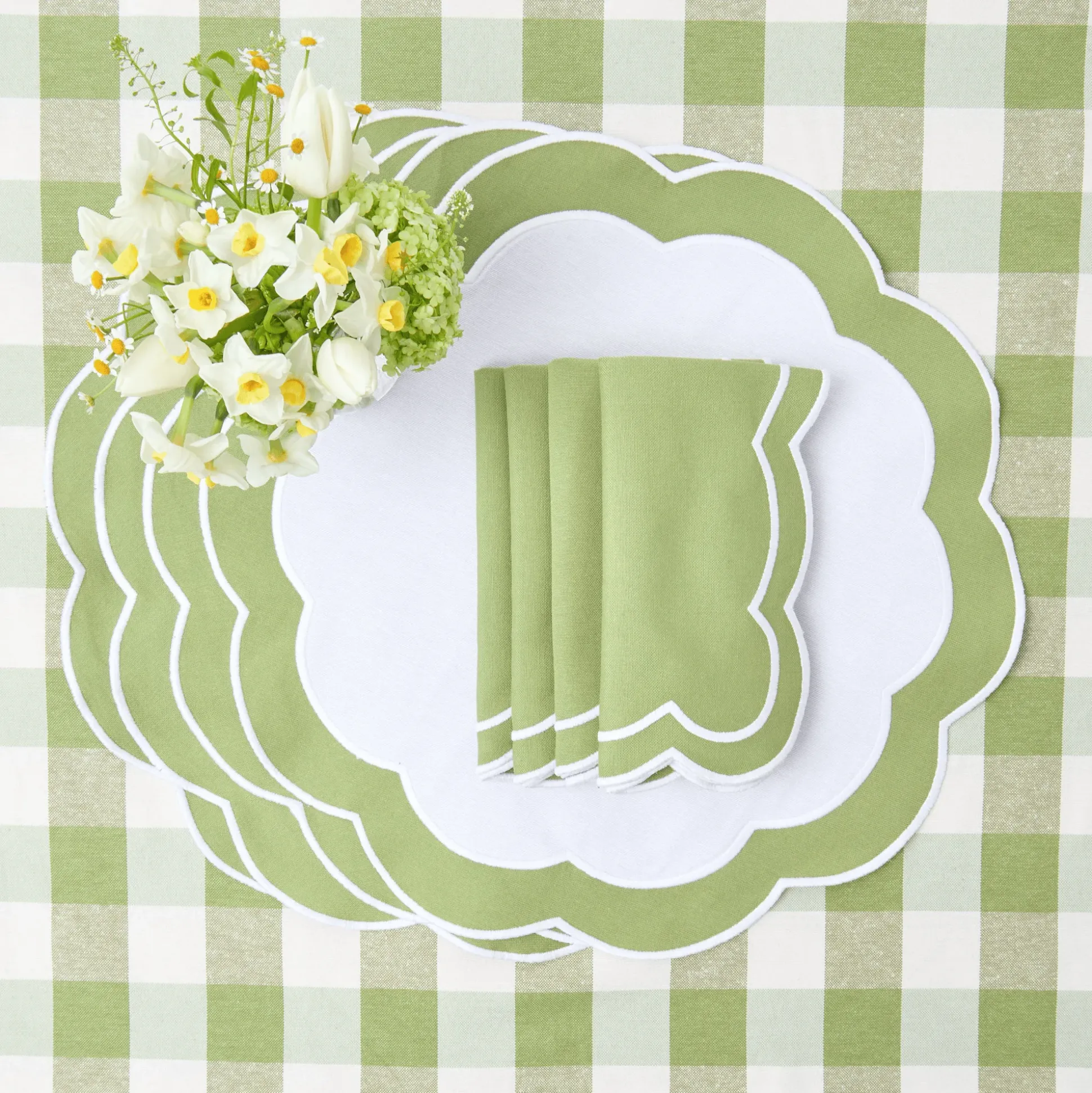 Green Applique Napkins (Set Of 4)