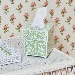 Green Floral Tole Tissue Box