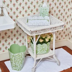 Green Floral Tole Tissue Box