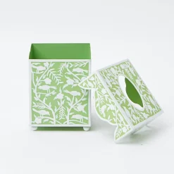 Green Floral Tole Tissue Box
