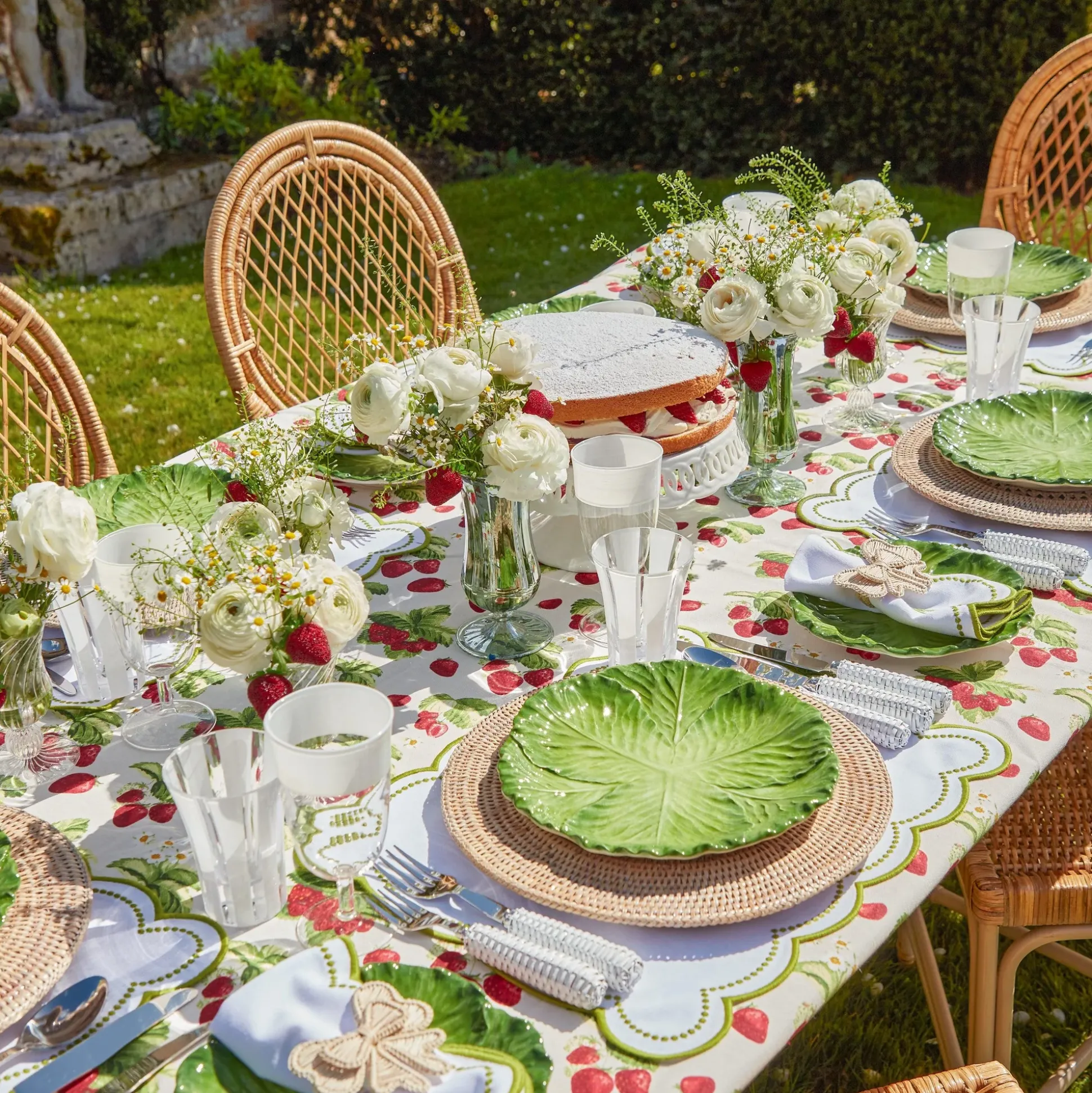 Green Fluted Vase Set