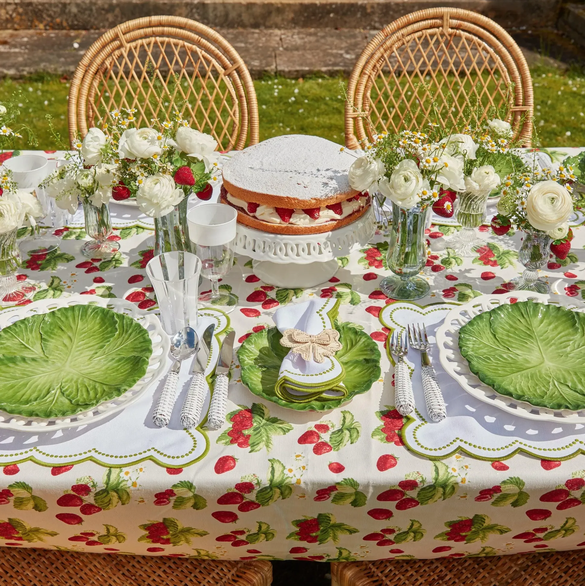 Green Fluted Vase Set