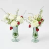 Green Fluted Vases (Pair)