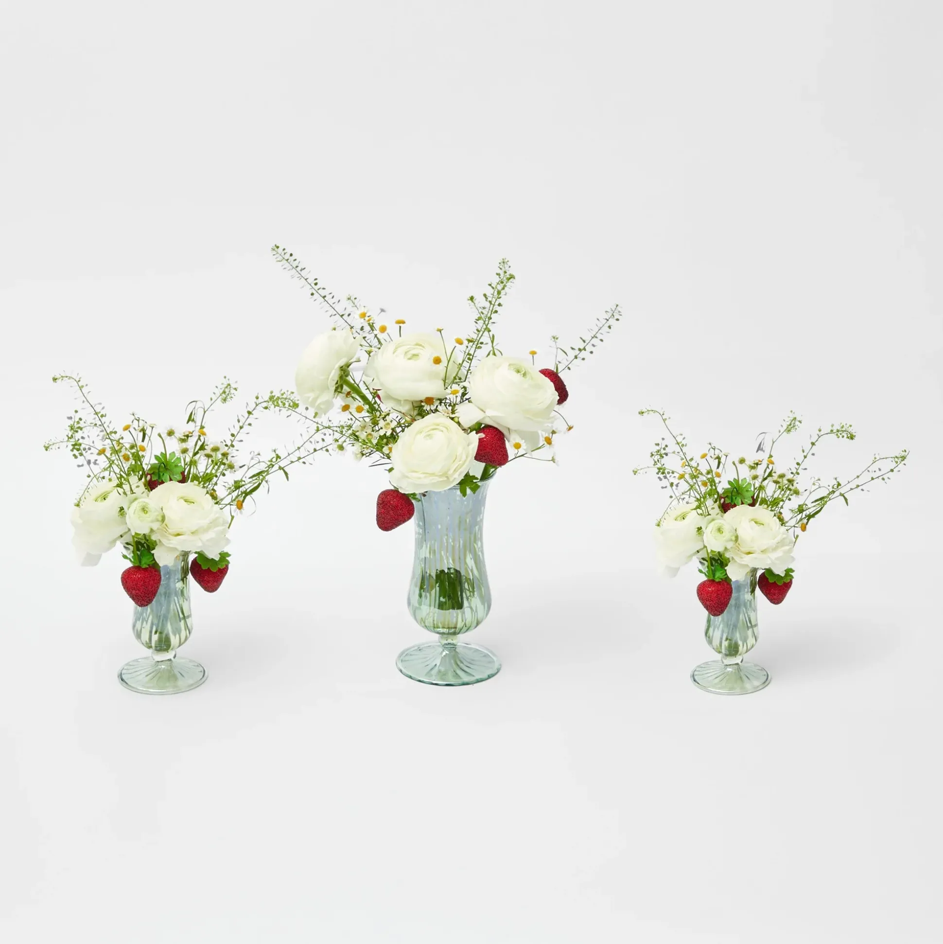 Green Fluted Vases (Pair)