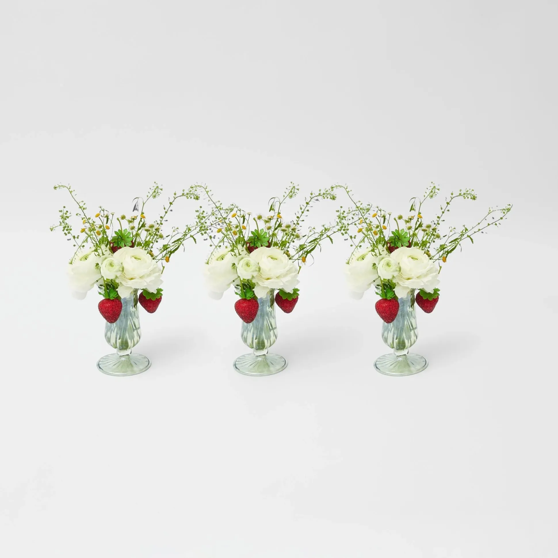 Green Fluted Vases (Pair)