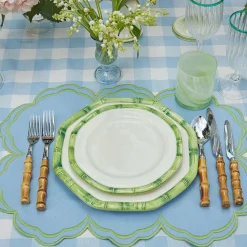 Green Geometric Bamboo Starter Plate (Set Of 4)