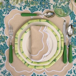 Green Geometric Bamboo Starter Plate (Set Of 4)