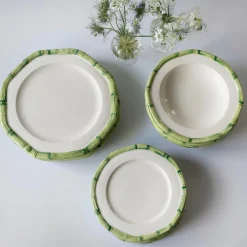 Green Geometric Bamboo Starter Plate