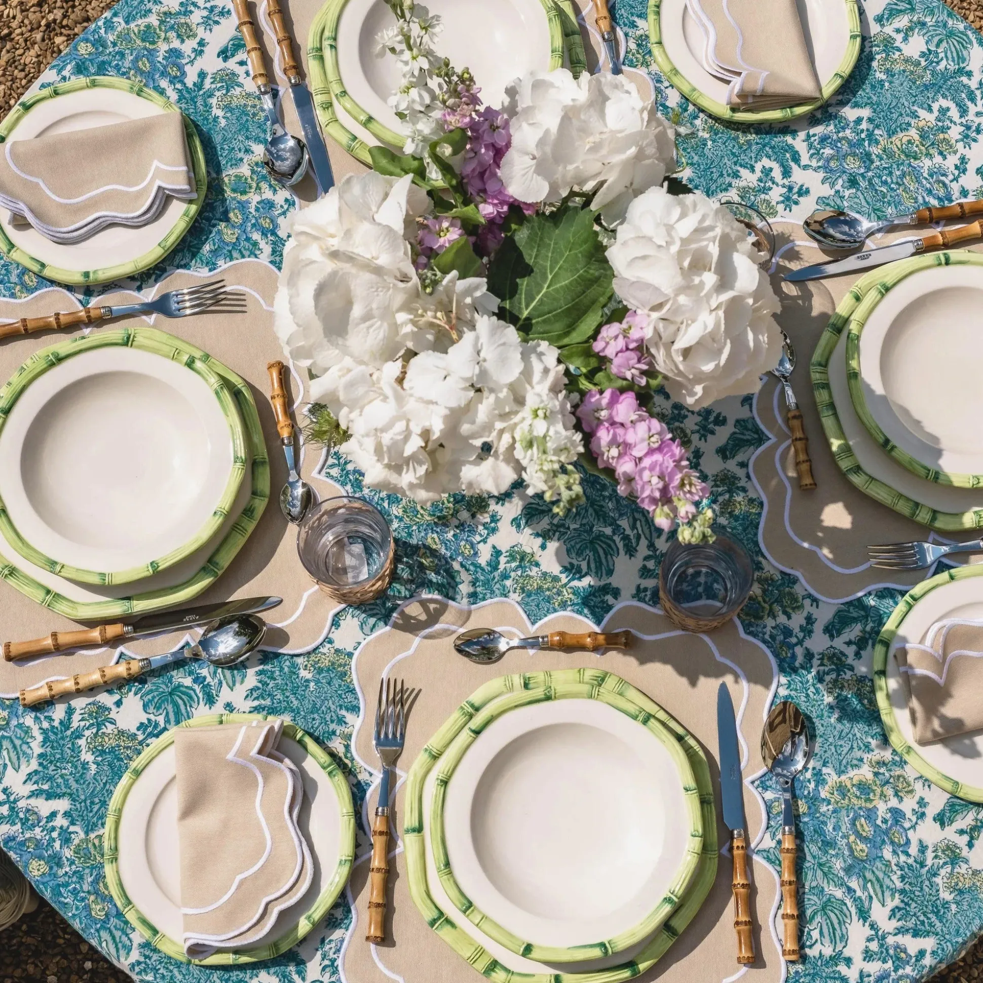 Green Geometric Bamboo Starter Plate (Set Of 4)