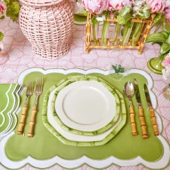 Green Geometric Bamboo Starter Plate