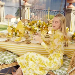 Green Gingham Ruffle Seat Pad Cushions (Set Of 4)