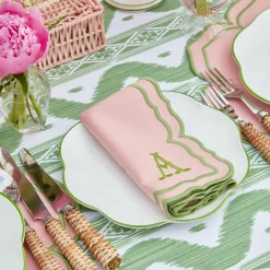Green Ikat & Pink Fleur Linen Set