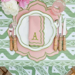 Green Ikat & Pink Fleur Linen Set