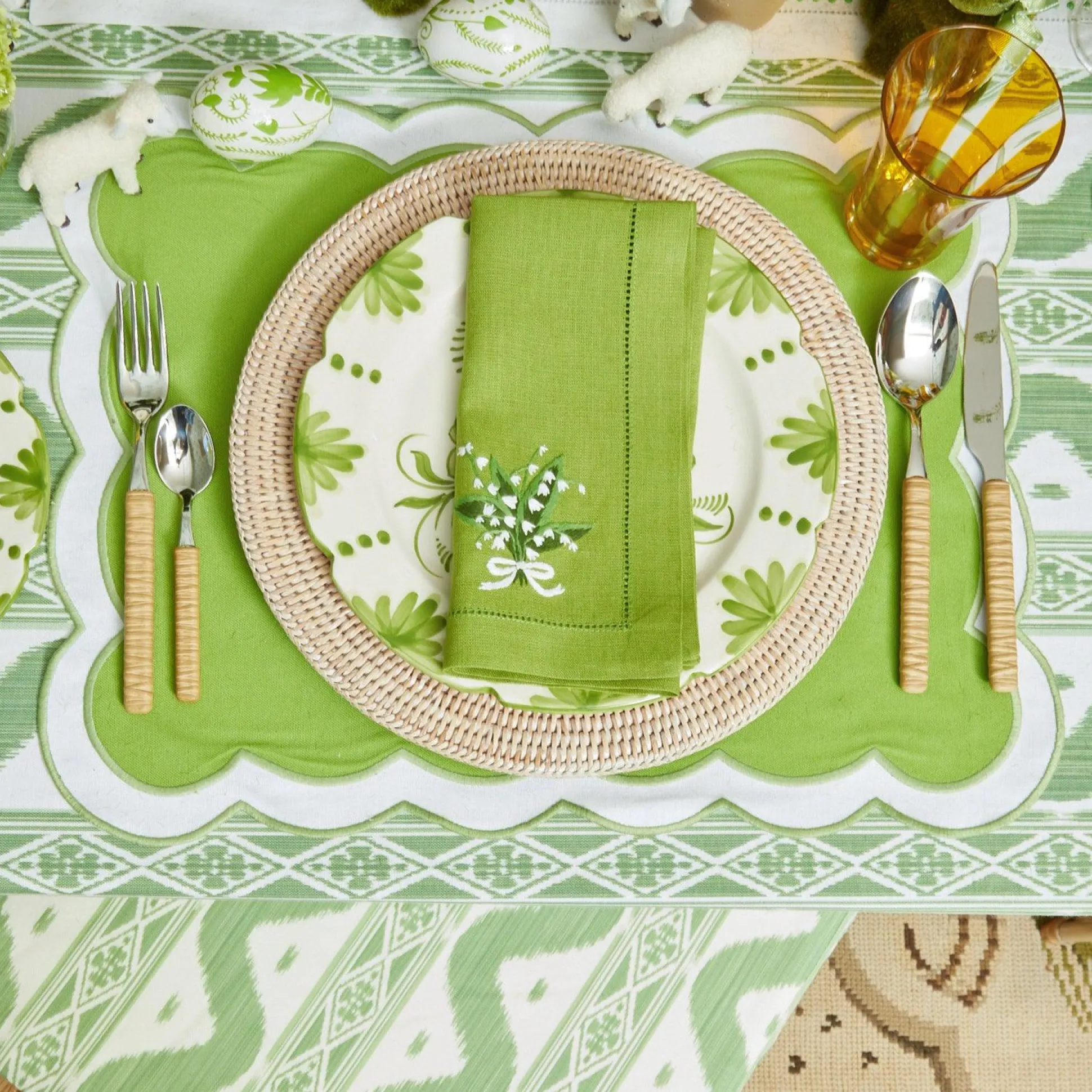Green Ikat Tablecloth