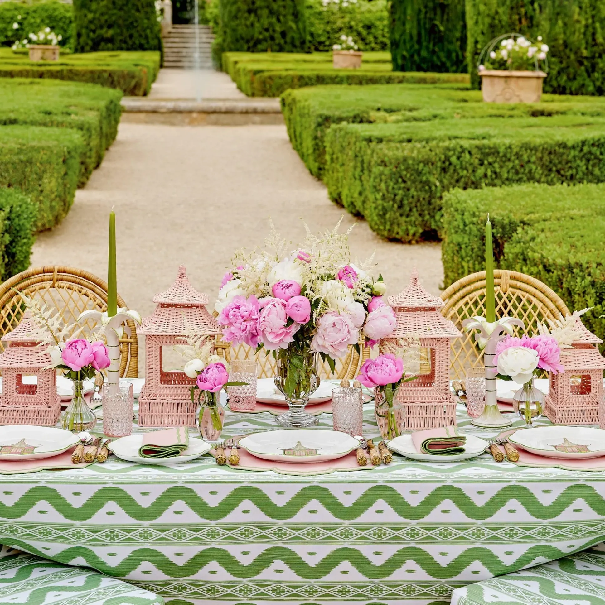 Green Ikat Tablecloth
