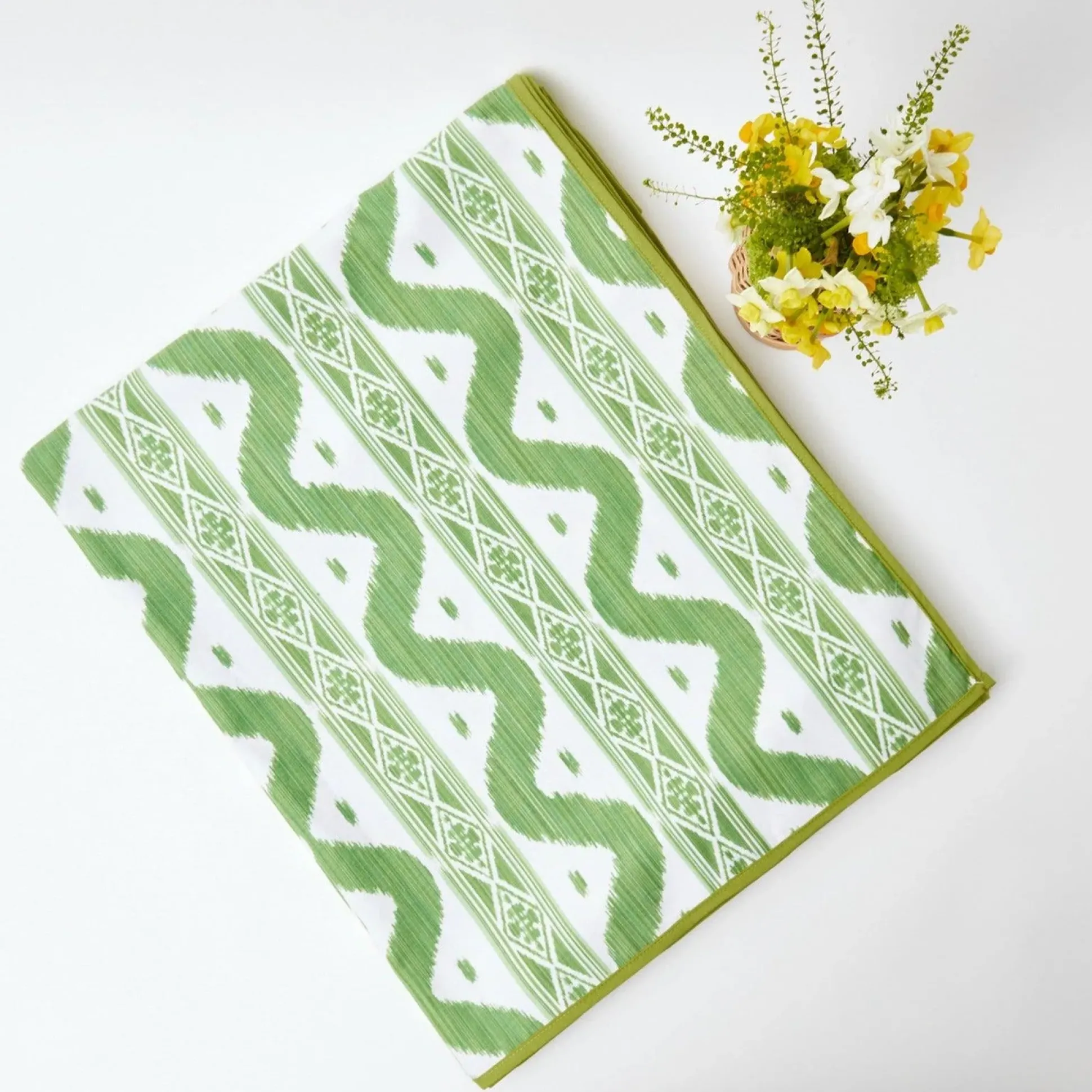 Green Ikat Tablecloth