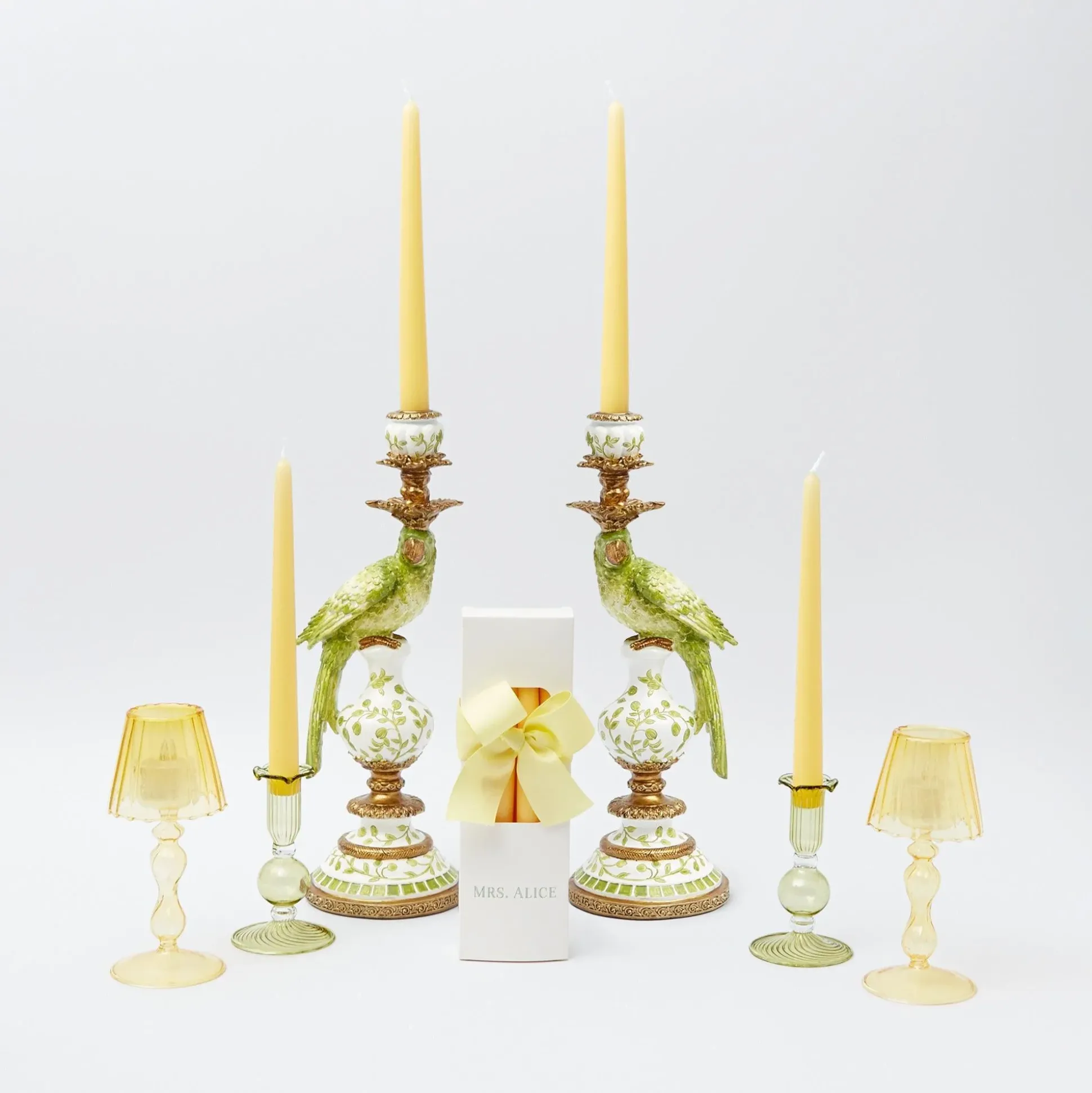 Green Parrot Candle Holder (Pair)