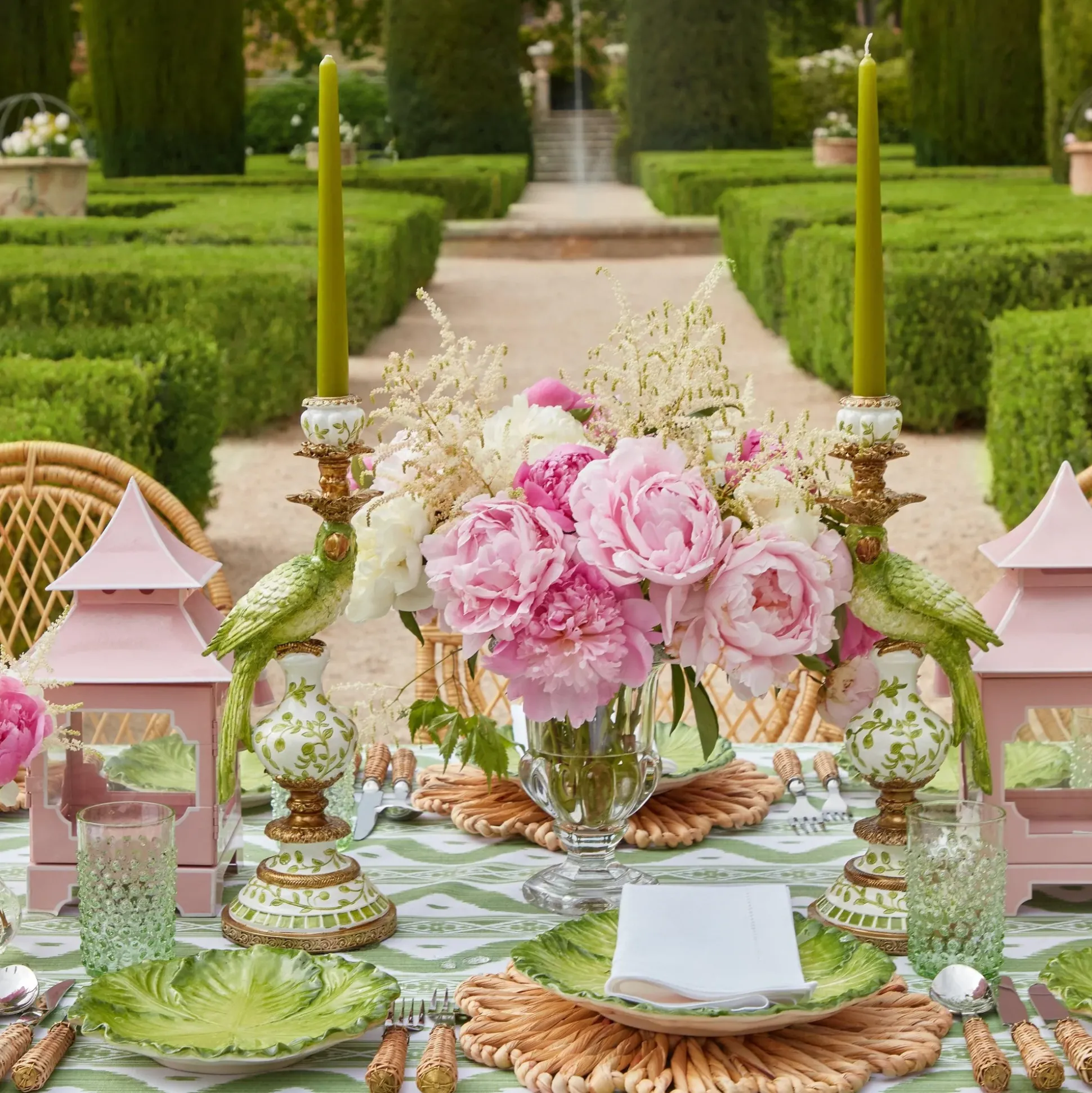 Green Parrot Candlescape