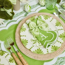 Green Saddle Stitch Napkin Bows (Set Of 4)