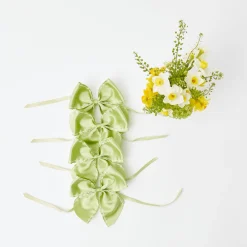 Green Saddle Stitch Napkin Bows (Set Of 4)