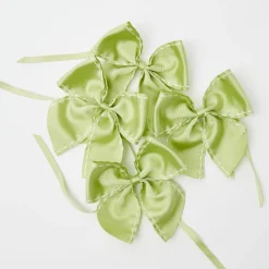 Green Saddle Stitch Napkin Bows (Set Of 4)