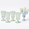 Green White Rim Frilled Glasses (Set Of 4)