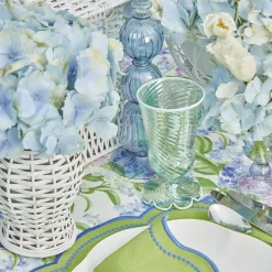 Green White Rim Frilled Glasses (Set Of 4)