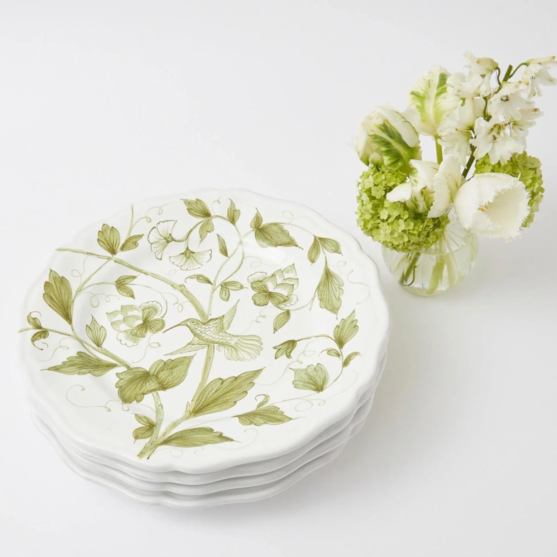 Hand Painted Hummingbird Dinner Plate