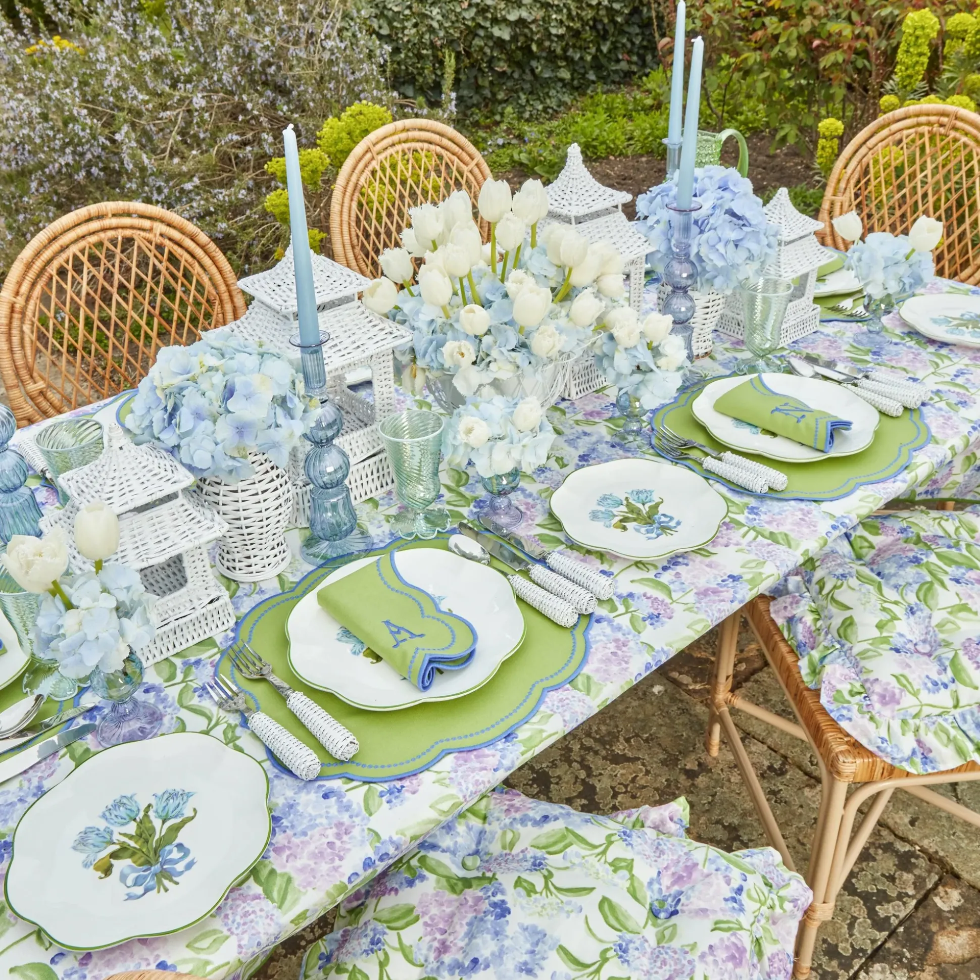 Hydrangea Seat Pad Cushions (Set Of 4)