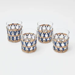 Ink Raffia Water Glasses (Set Of 4)