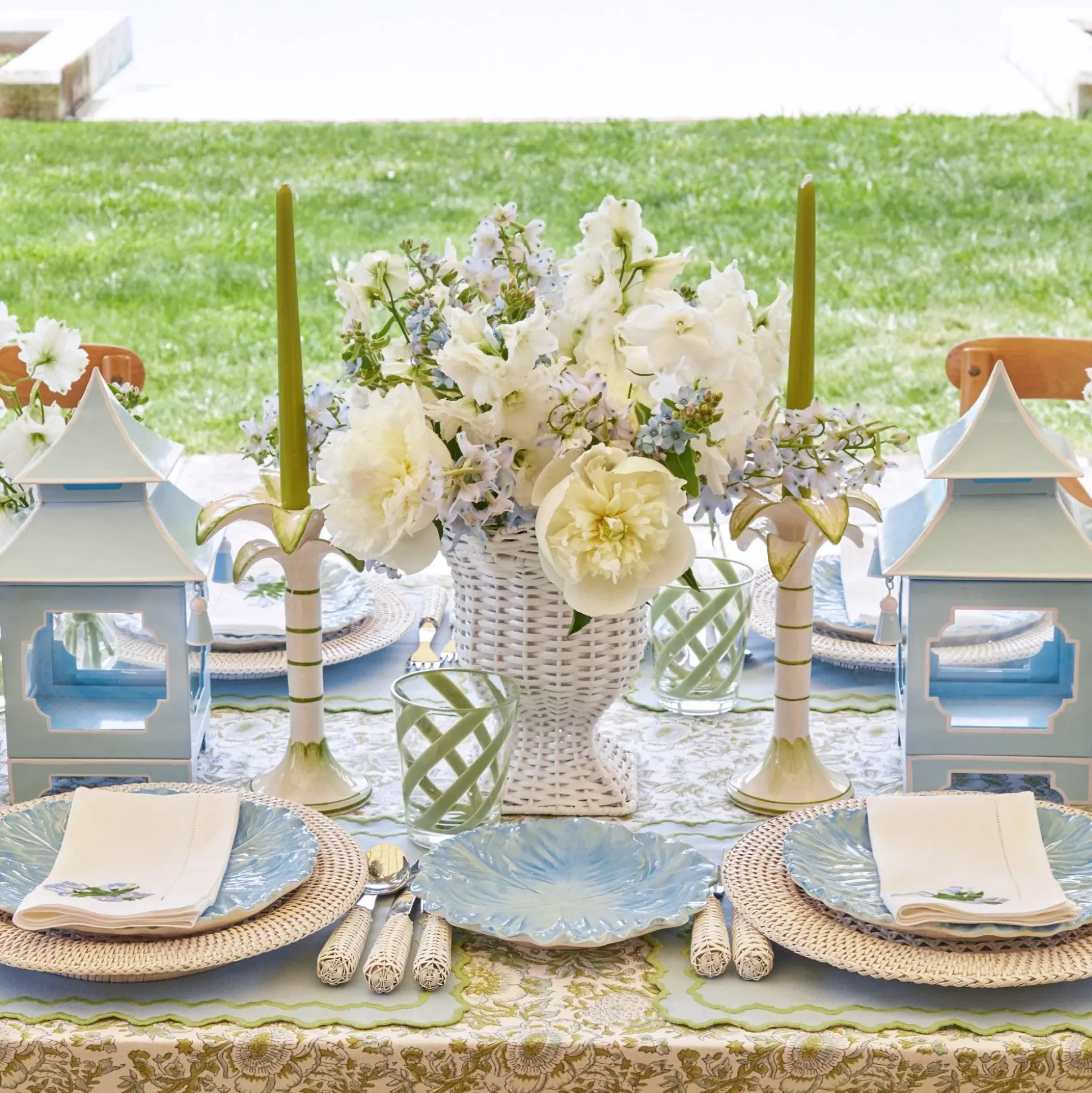 Large White Palm Candle Holder