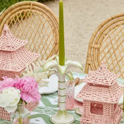 Large White Palm Candle Holder