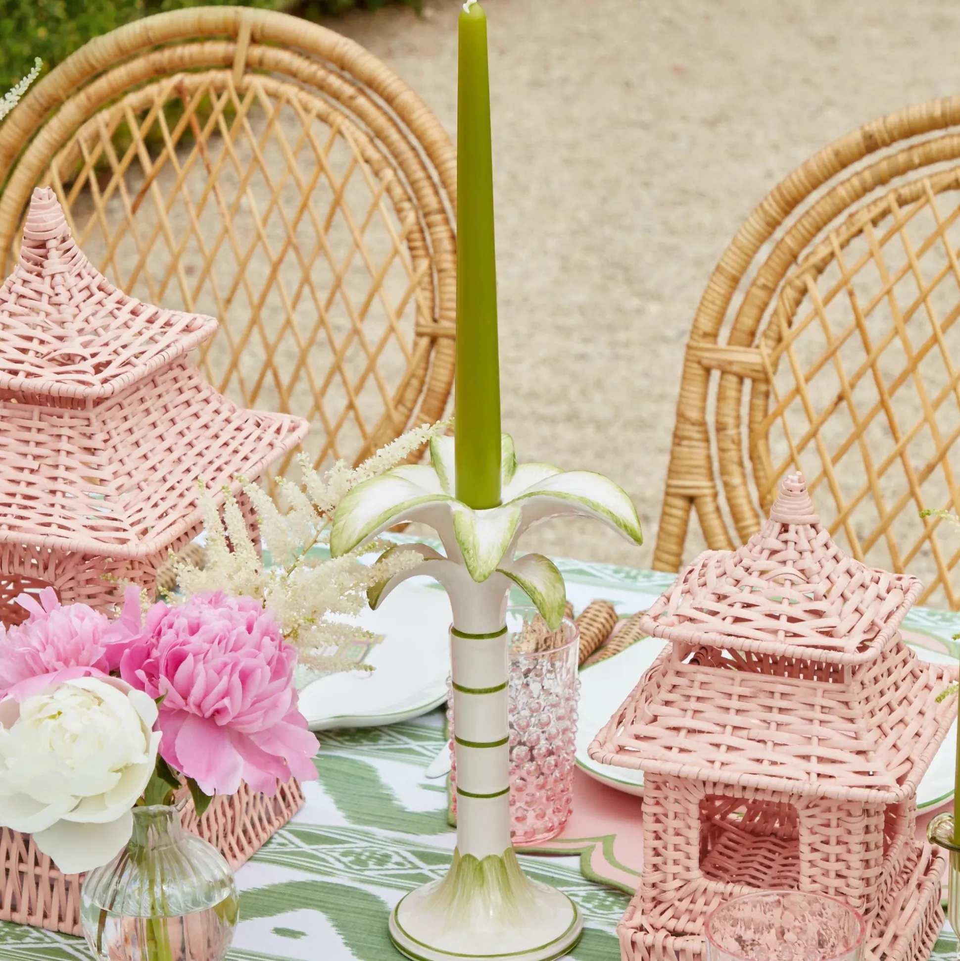 Large White Palm Candle Holder