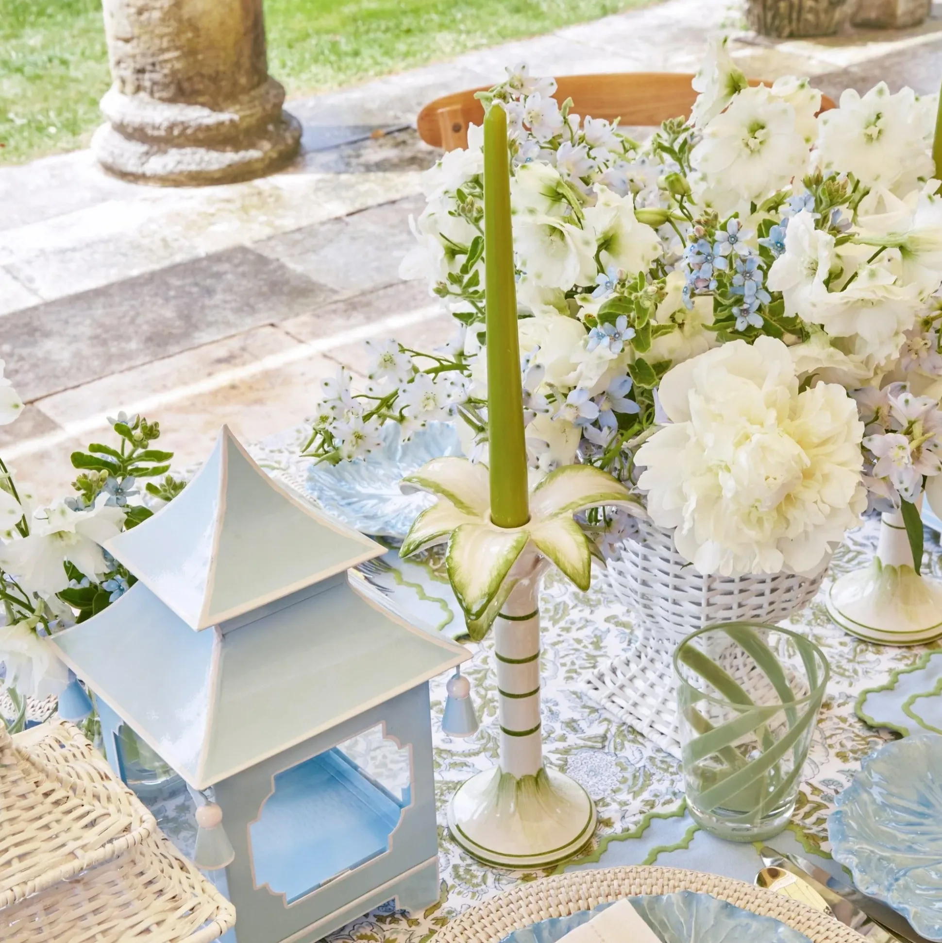 Large White Palm Candle Holder