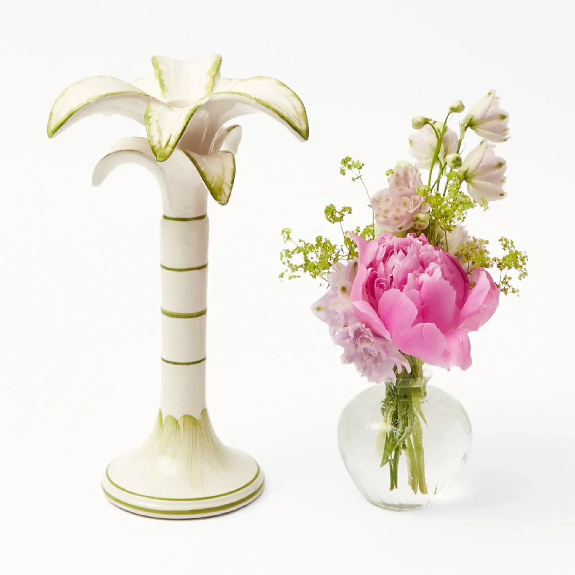 Large White Palm Candle Holder