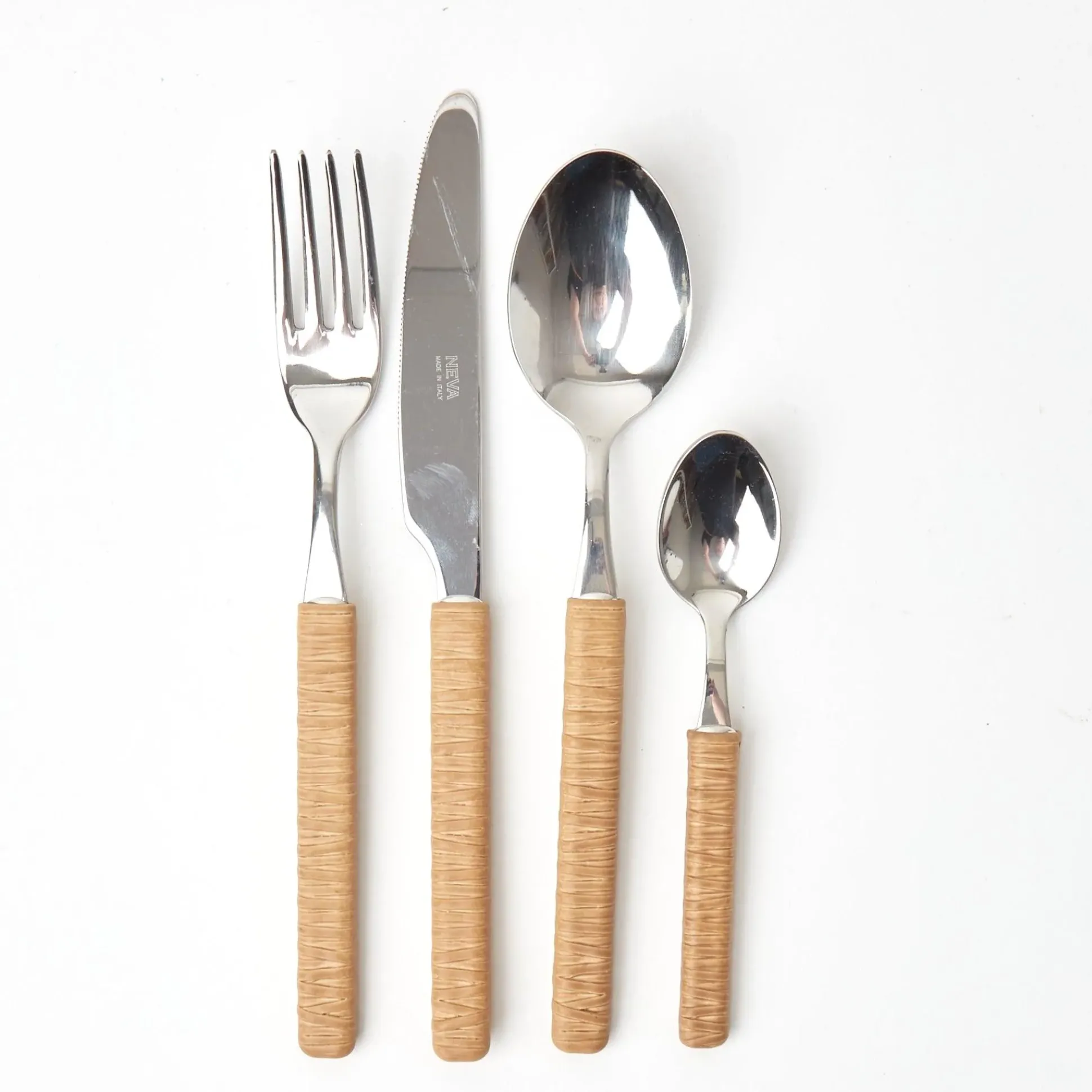 Light Brown Rattan Effect Cutlery (4Pcs)