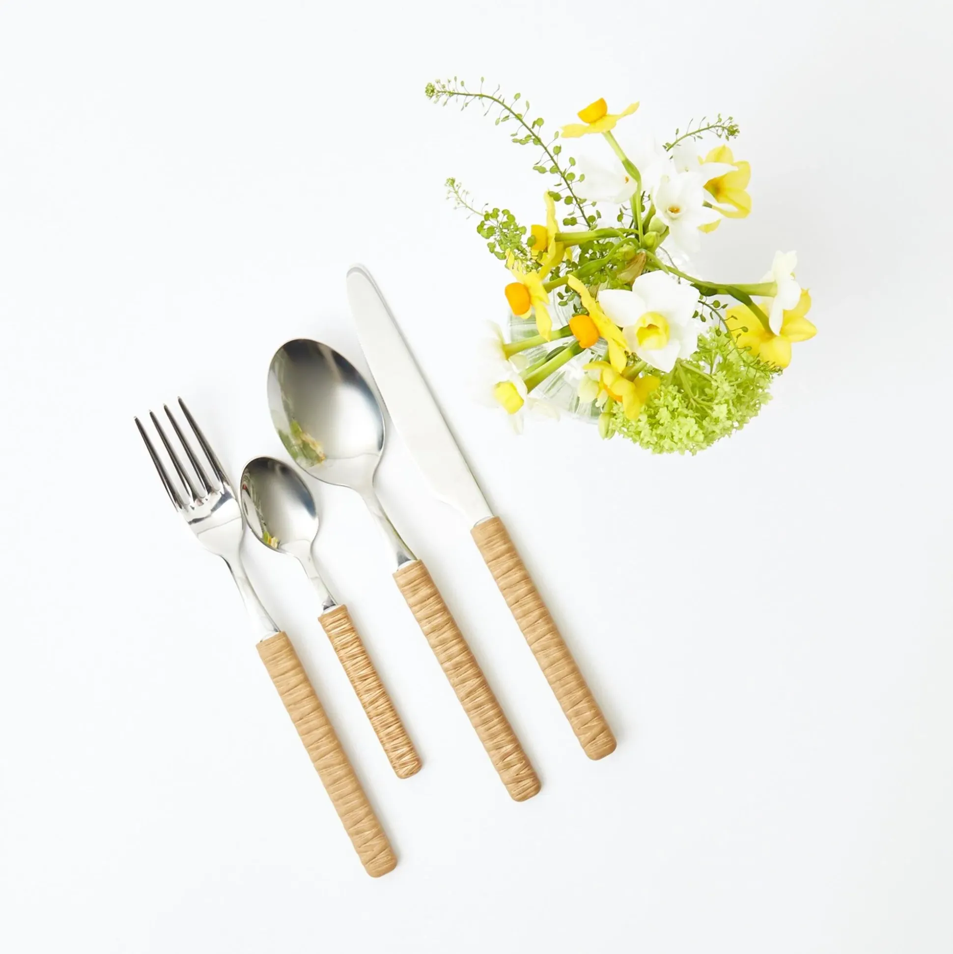 Light Brown Rattan Effect Cutlery (4Pcs)